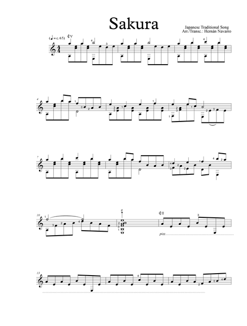Sakura (Arr. Hernán Navarro) - Japanese Traditional Song (Solo Guitar)