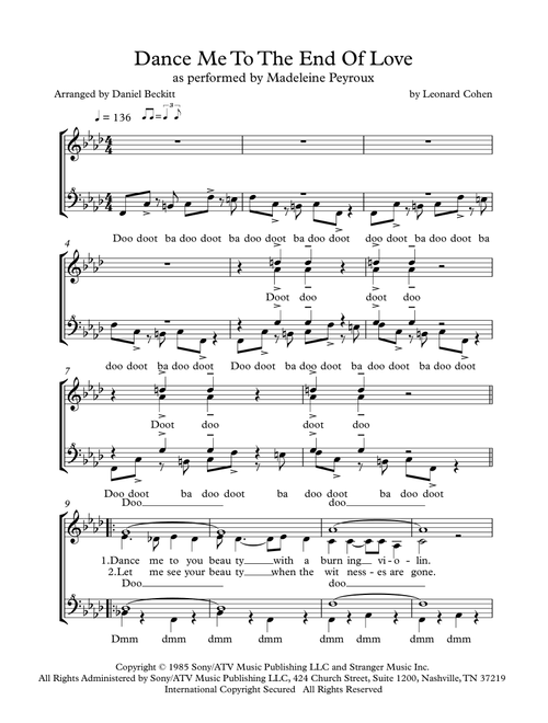 Dance Me To The End Of Love (Arr. Daniel Beckitt) - Madeleine Peyroux (Choral, SSAA)