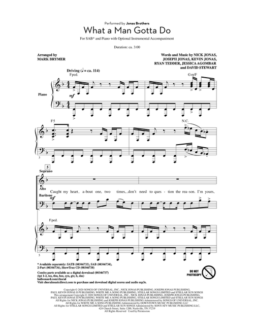What A Man Gotta Do (arr. Mark Brymer) - Jonas Brothers (Choral, SAB)