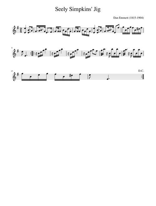 Dan Emmett - Seely Simpkins' Jig