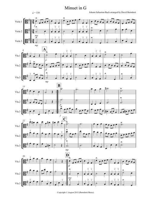 Minuet in G for Viola Trio (Arr. David Burndrett) - Johann Sebastian Bach (Viola Solo)