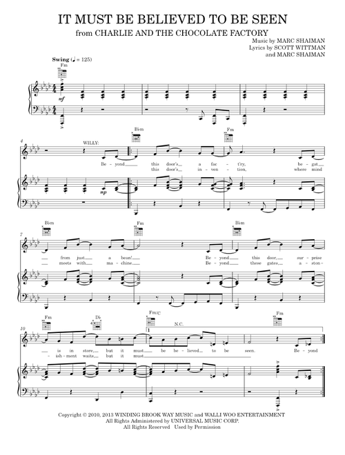 It Must Be Believed To Be Seen - Marc Shaiman, Roald Dahl, Scott Wittman (Piano Vocal)