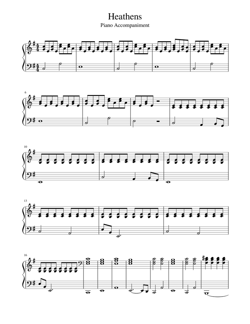 Heathens piano deals