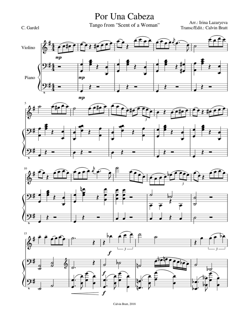 Por una cabeza accordion sheet music on sale