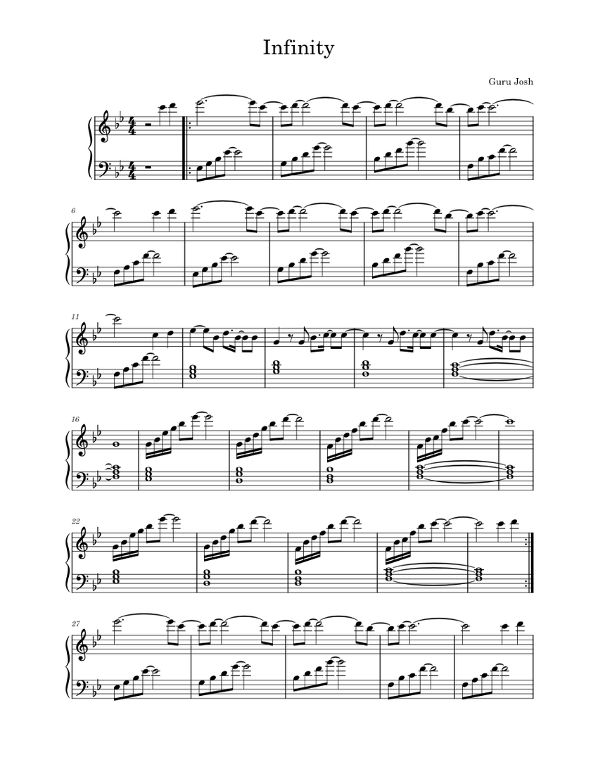Infinity Sheet Music for Piano (Solo) easy | MuseScore.com