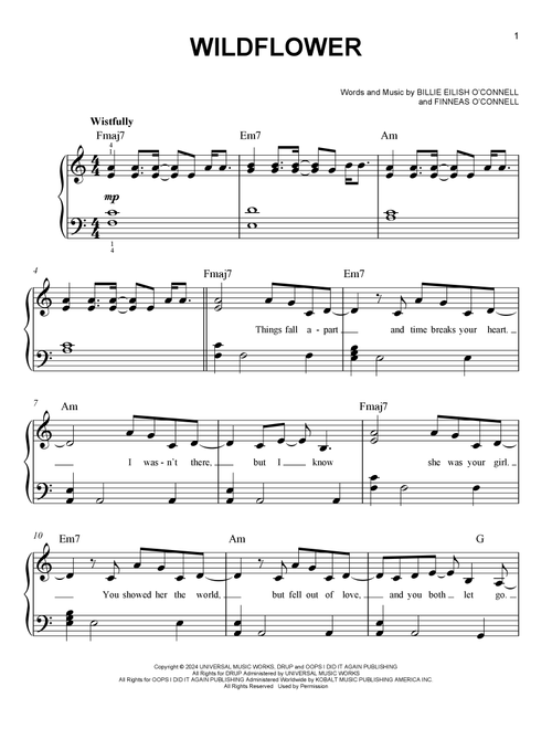 WILDFLOWER - Billie Eilish (Easy Piano)