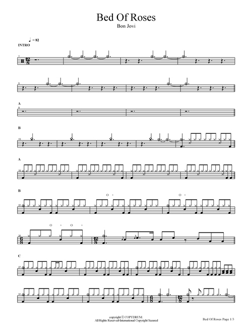 Bed Of Roses (Arr. COPYDRUM) - Bon Jovi (Drums)