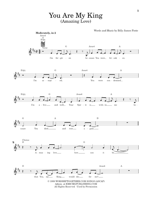 You Are My King (Amazing Love) - Passion, Newsboys (Easy Guitar)
