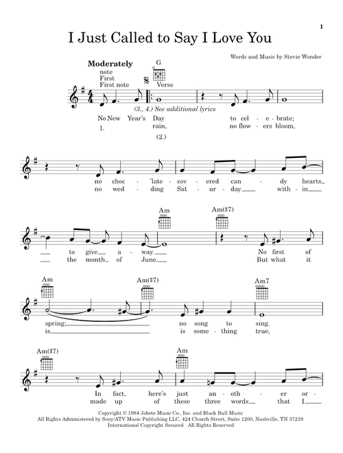 I Just Called To Say I Love You - Stevie Wonder (Ukulele)
