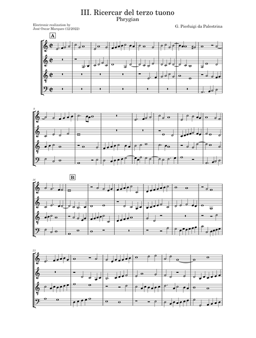 G. P. da Palestrina: Ricercar del terzo tuono