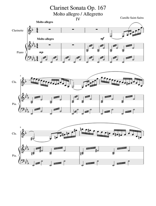 Clarinet Sonata Op 167 Molto allegro, IV.