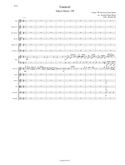 Tokyo Ghoul OP --- Unravel, for Chamber Orchestra (Arr. Animenz Piano Sheets, Orch. Donglai Shi) - TK from Ling Tosite Sigure (Chamber Orchestra)