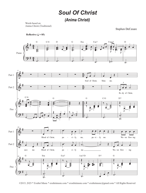 Soul of Christ (Anima Christi) (2-part choir) - Stephen DeCesare (Choral, 2-Part)