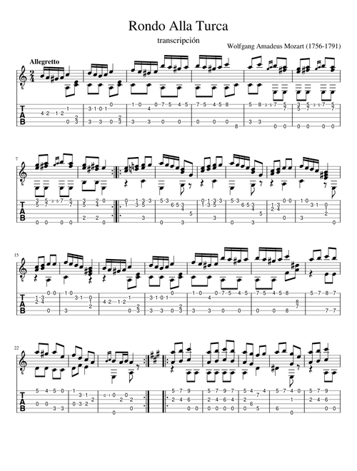 Rondo Alla Turca - guitarra