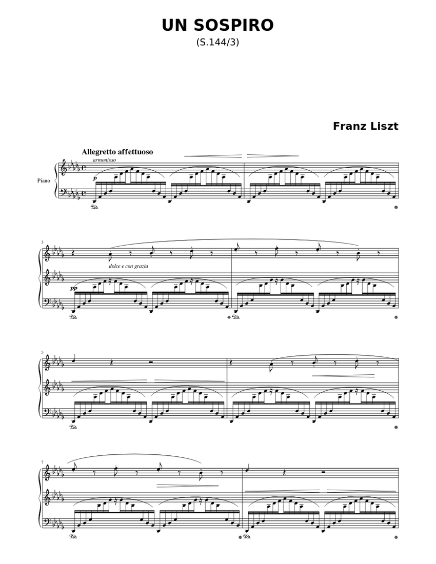 UN SOSPIRO (S.144/3) Franz Liszt Sheet music for Piano (Piano Duo