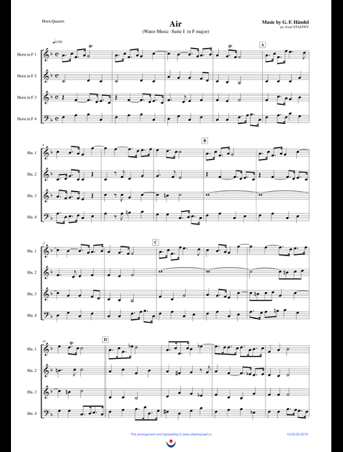 Air (Water Music) (Arr. Josef STASTNY) - George Frideric Handel (Brass Ensemble)
