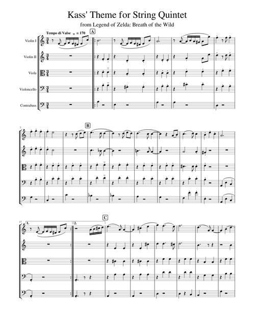 Kass' Theme for String Quintet
