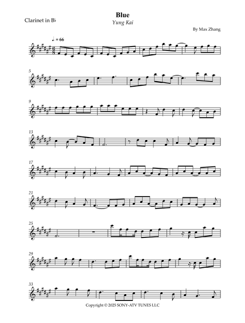 Blue (Arr. Wesley S. SIlva) - Yung Kai (Clarinet Solo)