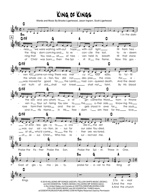 King Of Kings (Arr. Brian Kim) - Hillsong Worship (Lead Sheet - Fake Book)