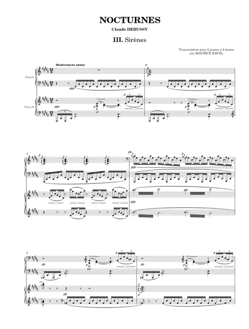 Debussy/Ravel - Trois Nocturnes (piano 4 hands) : 3. Sirènes