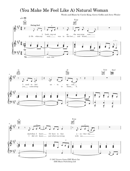 You make me feel like a natural woman - Carole King (Piano-Voice)