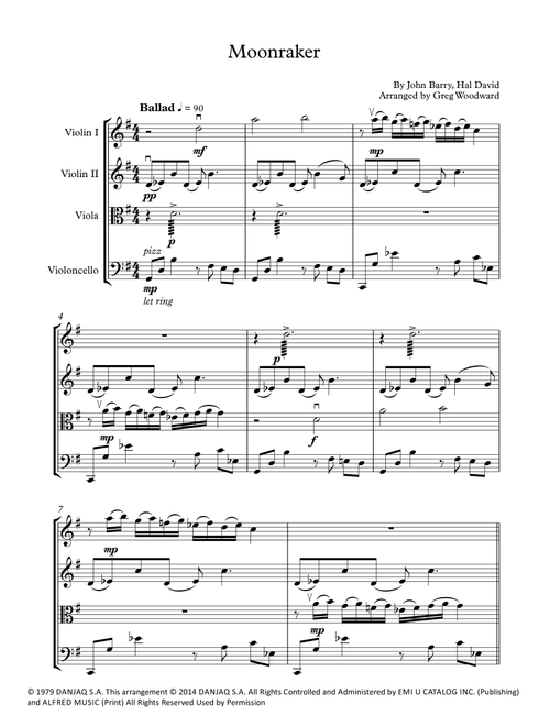 Moonraker (Arr. Greg Woodward) - Shirley Bassey (String Quartet)