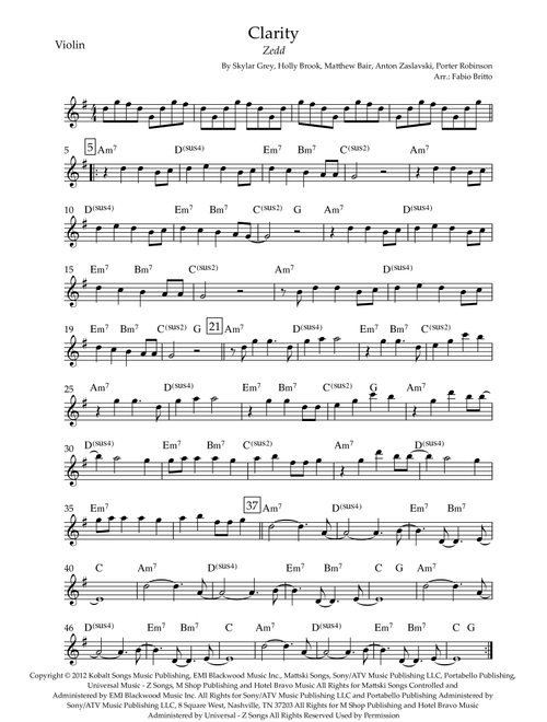 Clarity (Arr. Fabio Britto) - Zedd (Violin Solo)