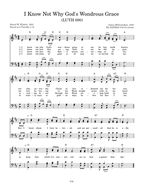 I Know Not Why God's Wondrous Grace (EL NATHAN) – James McGranahan