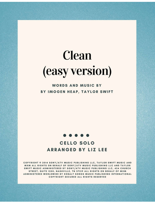 Clean (Arr. Liz Lee-Cellomoji) - Taylor Swift (Cello Solo)