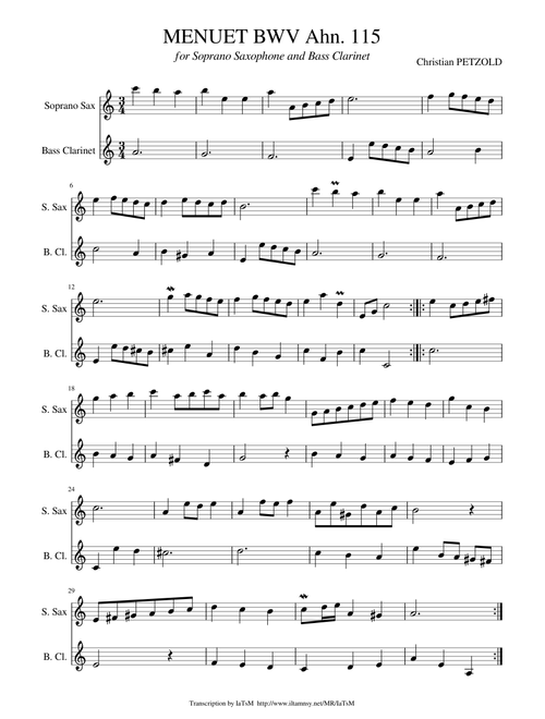 C. Petzold, Menuet BWV Anh. 115