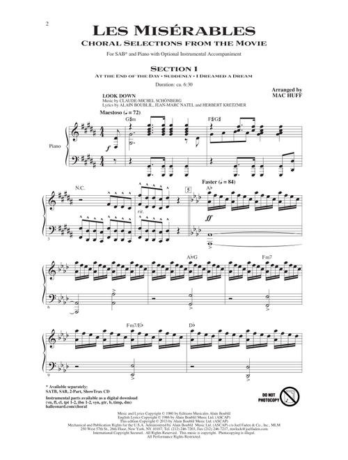 Les Miserables (Choral Selections From The Movie) (Arr. Mac Huff) (Choral, SAB)