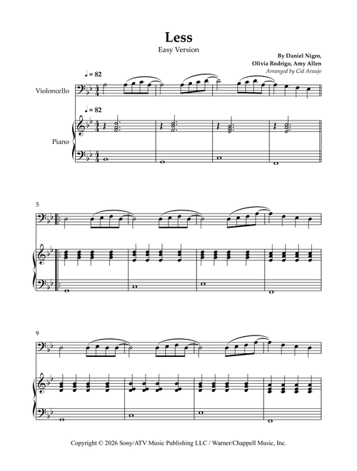 Less (Arr. Cid Araujo) - Olivia Rodrigo (Cello and Piano)