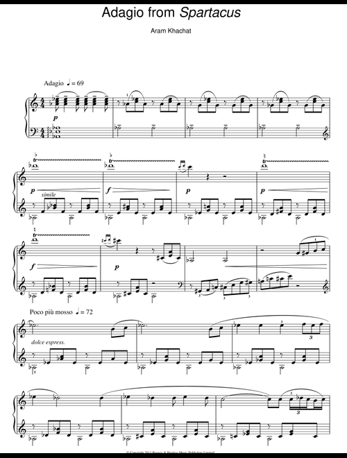 Adagio From Spartacus - Aram Khachaturian (Piano Solo)