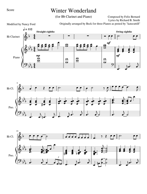 Winter Wonderland – Felix Bernard and Richard B. Smith (Bb Clarinet and Piano)