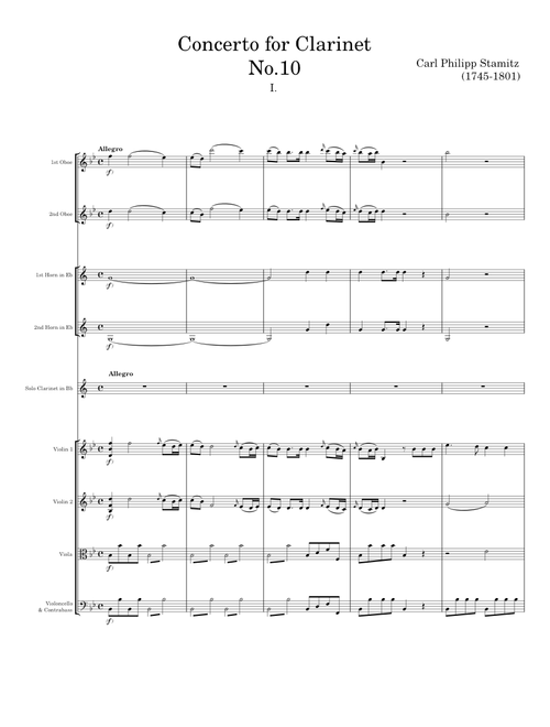 Concerto for Clarinet No.10 - Carl Philipp Stamitz