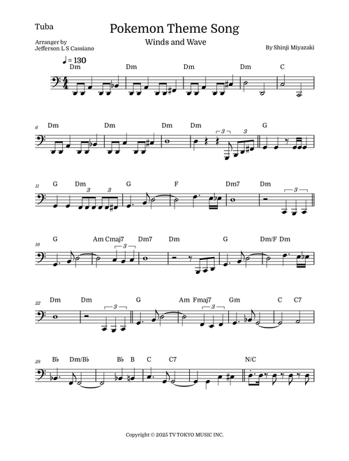 Pokemon (Arr. Jefferson LS Cassiano) - Shinji Miyazaki (Tuba and Piano)