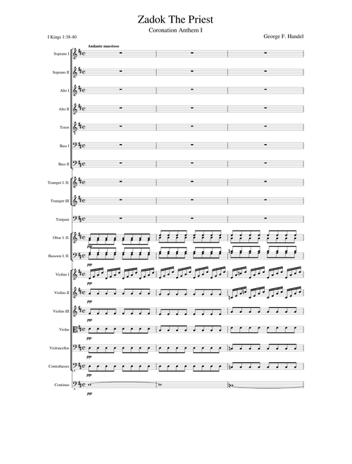 Handel Zadok The Priest (Coronation Anthem I) Full score