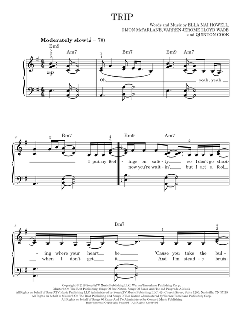 Trip - Ella Mai (Easy Piano)
