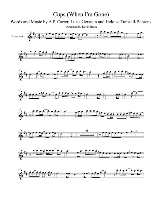 Cups (When I'm Gone) (Arr. Kevin Busse) - Anna Kendrick (Tenor Sax Solo)