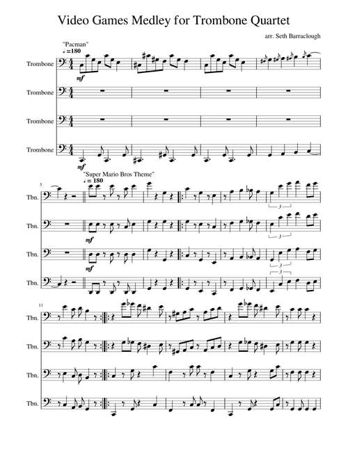 Video Games Medley for Trombone Quartet