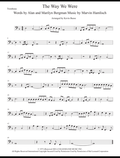 The Way We Were (Arr. Kevin Busse) - Barbra Streisand (Trombone Solo)