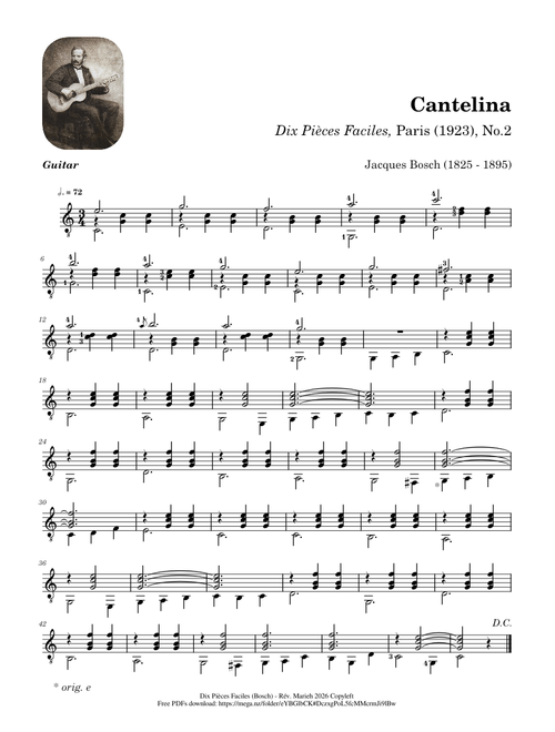 Cantelina – Dix Pièces Faciles, No.2 – Jacques Bosch (1825 - 1895)