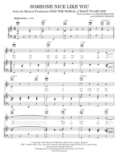 Someone Nice Like You - Leslie Bricusse, Michael Bublé (Piano-Vocal-Guitar)
