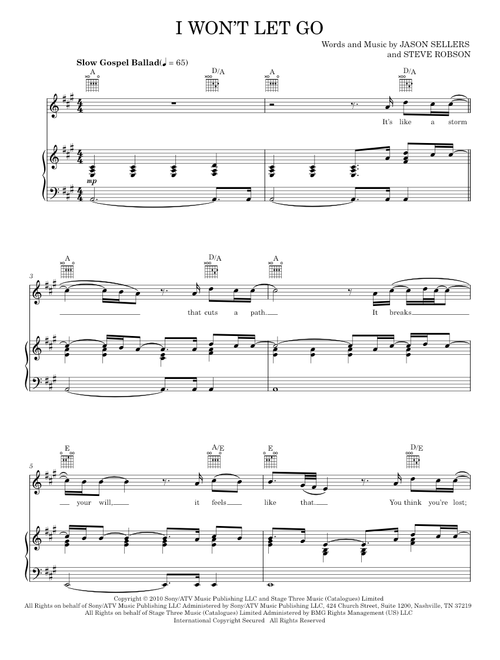 I Won't Let Go - Kara DioGuardi, Rascal Flatts (Piano-Vocal-Guitar)
