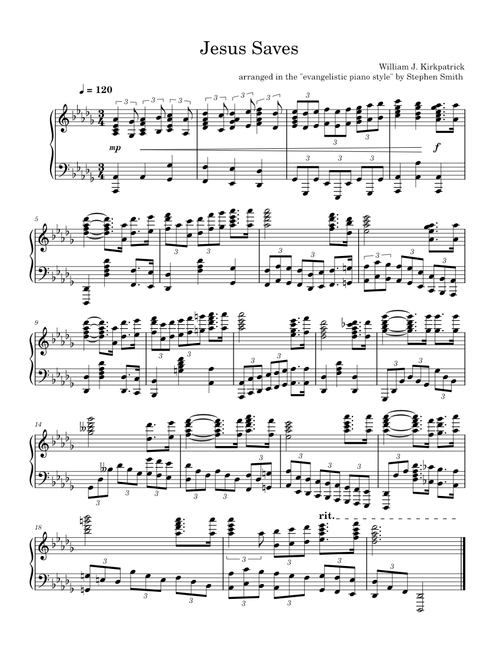 Jesus Saves - William J. Kirkpatrick Piano Solo