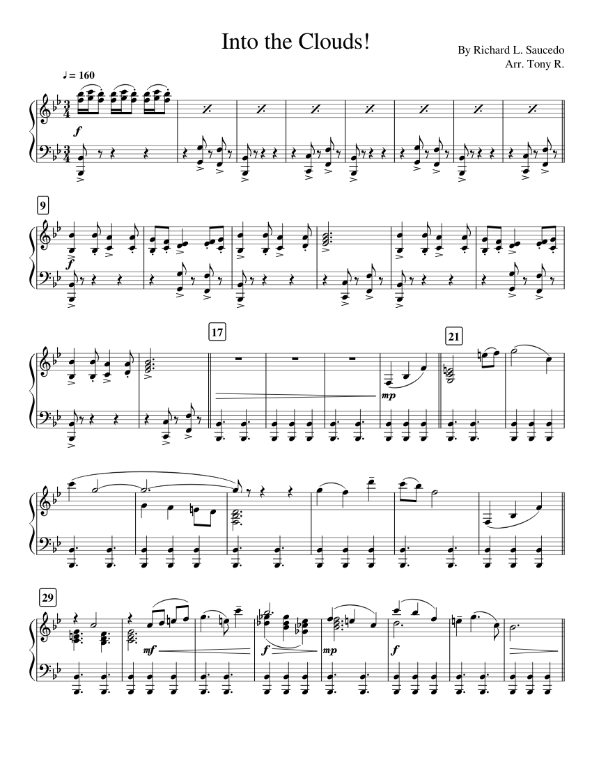 Into the Clouds! Sheet Music for Piano (Solo) | MuseScore.com