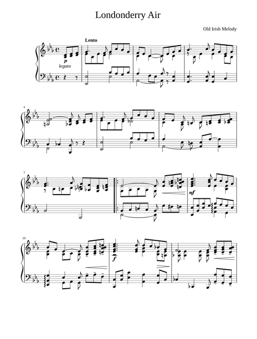 Londonderry Air (O' Danny Boy) Piano solo