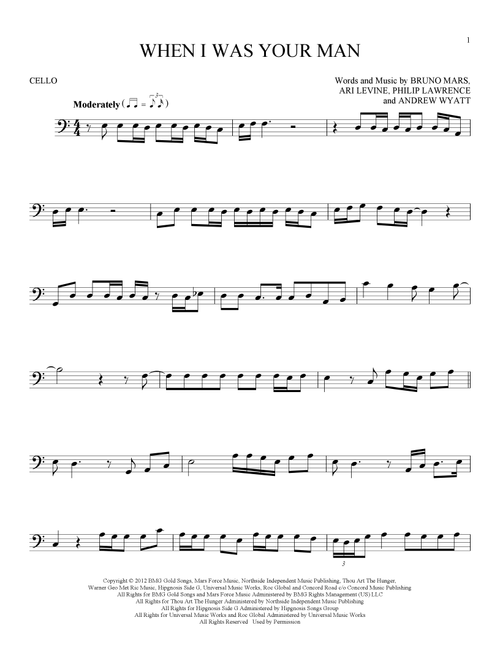 When I Was Your Man - Bruno Mars (Cello Solo)