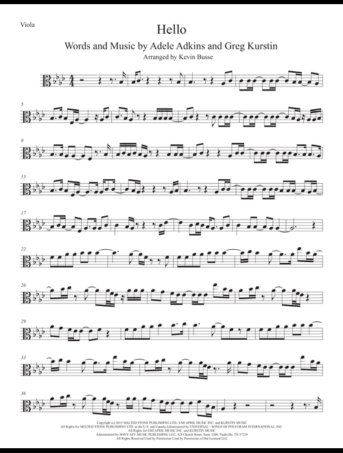 Hello (Arr. Kevin Busse) - Adele (Viola Solo)