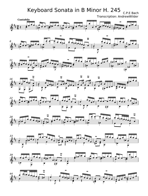 Keyboard Sonata in B minor, H.245 - Carl Philipp Emanuel Bach